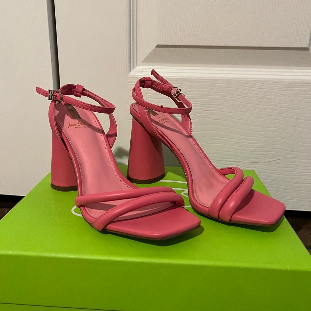 Sam Edelman Kia Pink Strappy Block Heel Sandals